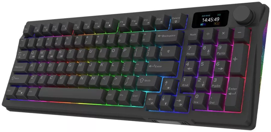 Tastatura Aqirys Atria Wireless 2.4 GHz Bluetooth Wired iluminare RGB (Negru) — imaginea 4