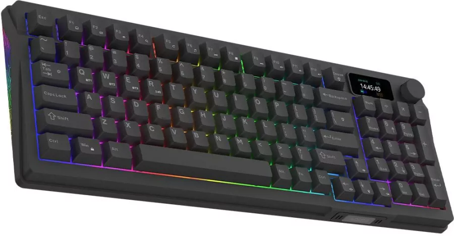 Tastatura Aqirys Atria Wireless 2.4 GHz Bluetooth Wired iluminare RGB (Negru) — imaginea 5