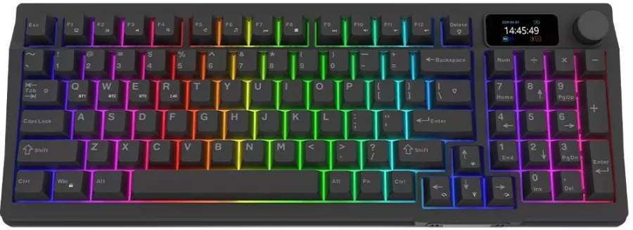 Tastatura Aqirys Atria Wireless 2.4 GHz Bluetooth Wired iluminare RGB (Negru) — imaginea 6