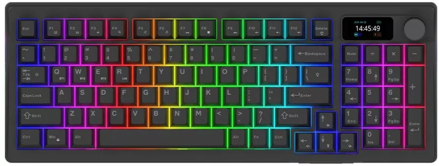 Tastatura Aqirys Atria Wireless 2.4 GHz Bluetooth Wired iluminare RGB (Negru) — imaginea 3