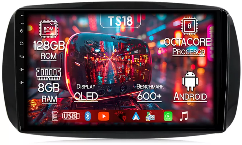 Navigatie dedicata Smart Fortwo dupA 2014 8GB RAM 128GB ROM Octacore ...