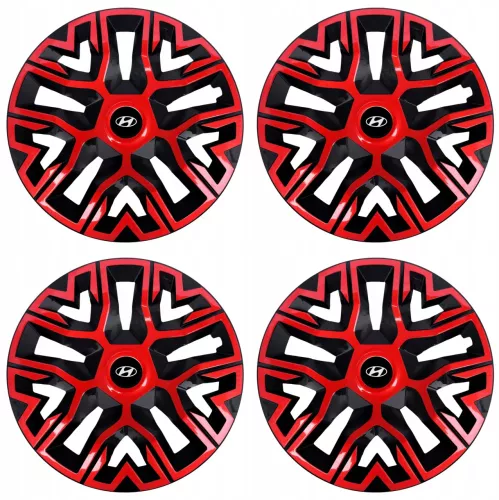 Set 4 Capace Roti 15 inchi R15 Best Rosu-Negru Compatibile Cu Hyundai ...