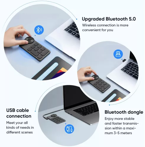 Tastatura XP-Pen Mini Keydial ACK05 Tastatura wireless cu comenzi