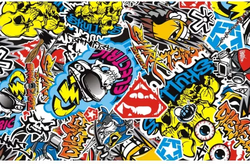 Folie Auto Tuning Autoadeziva Model Sticker Bomb Dimensiuni 100x150 cm ...