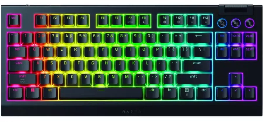 Tastatura Gaming Wireless Razer BlackWidow V4 Tenkeyless HyperSpeed 2.4G/Bluetooth Autonomie 980 ore Chroma RGB (Negru) — imaginea 3