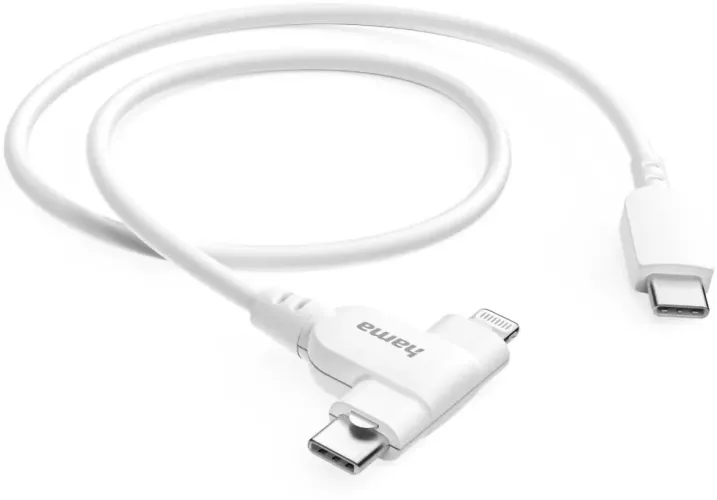 Cablu date 2 in 1 Hama 201722, USB-C - USB-C/Lightning, 1.5 m, alb — imaginea 4