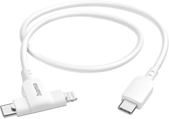 Cablu date 2 in 1 Hama 201722, USB-C - USB-C/Lightning, 1.5 m, alb — imaginea 3