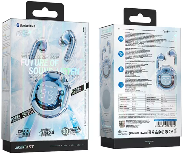 Casti Bluetooth 5.3 Type-C IPX4 Acefast T8 480mAh blue KF2341068