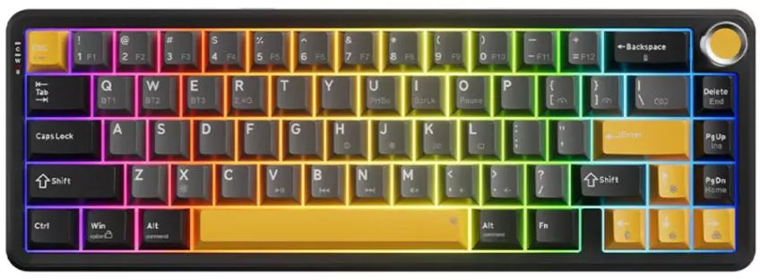 Tastatura Gaming Marvo KG984W Titan 65 Wireless Bluetooth Wired iluminare RGB (Negru/Galben) — imaginea 3