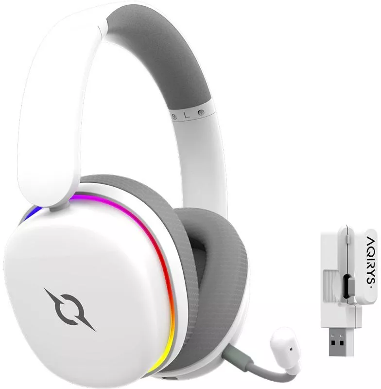 Căști Gaming Aqirys Luna Wired Wireless 2.4 GHz Bluetooth iluminare RGB (Alb) — imaginea 4