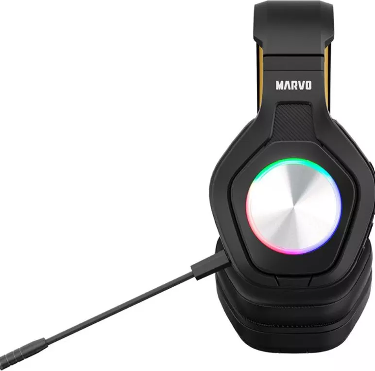Căști Gaming Marvo HG9084W Pulz 80W Wireless 2.4 Ghz Bluetooth iluminare RGB (Negru) — imaginea 4
