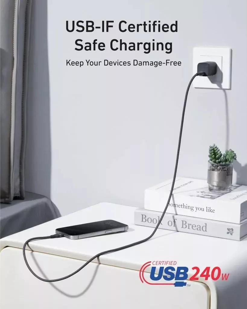 Cablu Anker USB-C la USB-C, 1.8m, 240W, Negru — imaginea 5