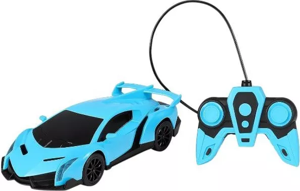 Masina sport albastra cu telecomanda cu fir scara 1 18 Speed Racing 6+