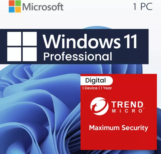 Micro Windows Windows 11 Pro + Trend Micro Maximum Security -1 PC / 1 An