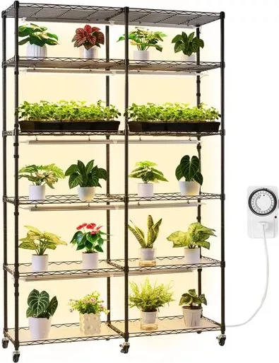 Raft pentru plante cu lampa de crestere Modular 6 x Niveluri Inaltime ...