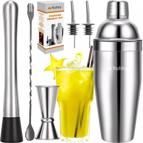 Set barman pentru cocktailuri Ruhhy — Shaker 700ml din oțel inoxidabil cu accesorii — imaginea 6