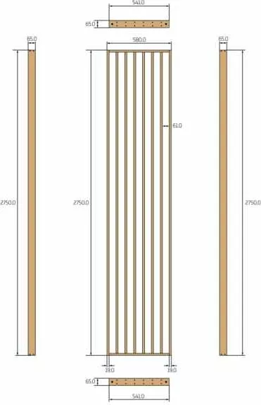 Lda Railing Riflaj perete despartitor MDF LDA PREMIUM Stejar Argintiu 275x58 cm