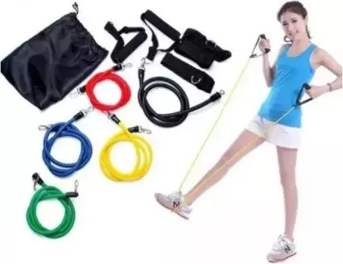 Set sistem de antrenament SIKS® fitness 5 corzi elastice cu accesorii