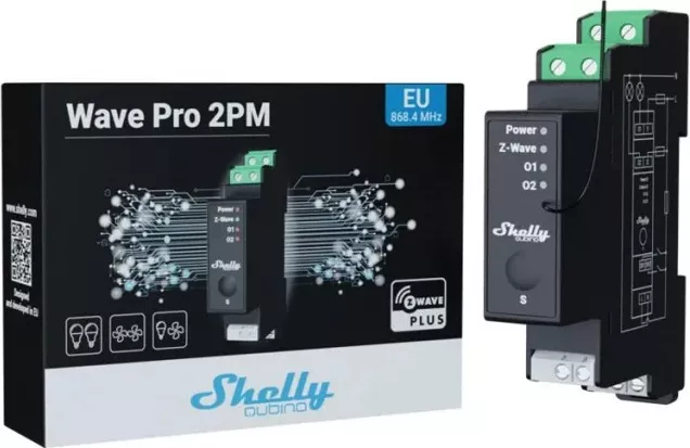Releu inteligent Shelly Qubino Wave Pro 2PM 16A 2 canale monitorizarea