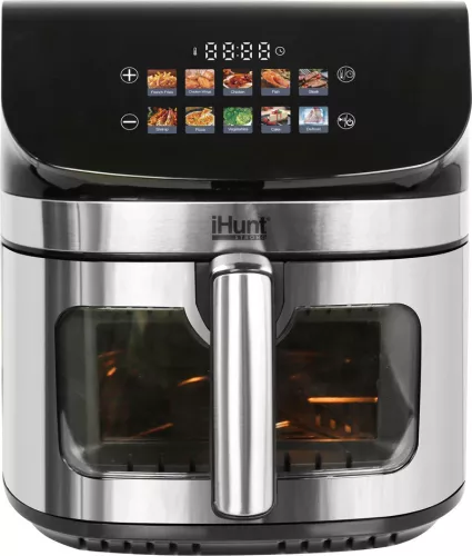 Friteuza cu aer cald iHunt BRO Air Fryer Ultra II, 9 l, 2200 W, Temporizator, Termostat reglabil 80-200 C, 10 programe (Negru/Argintiu) — imaginea 4