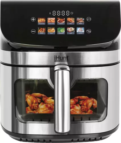 Friteuza cu aer cald iHunt BRO Air Fryer Ultra II, 9 l, 2200 W, Temporizator, Termostat reglabil 80-200 C, 10 programe (Negru/Argintiu) — imaginea 5