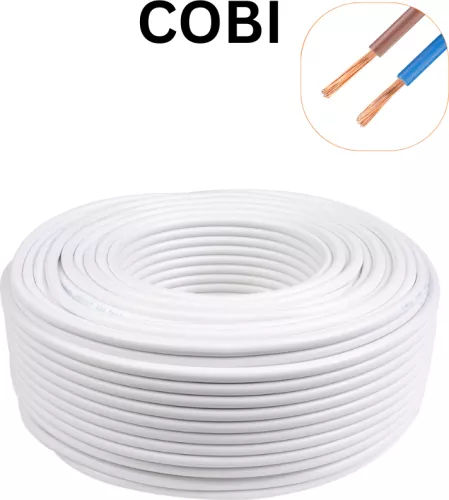 Cablu electric 3x2.5 mm² 100 m alb conductor flexibil CCA izolatie PVC