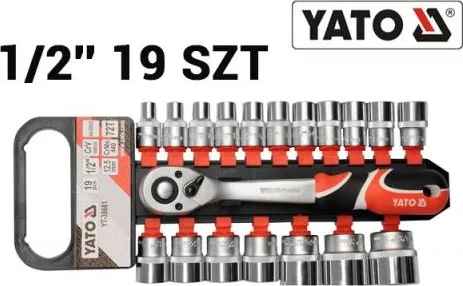 Set chei tubulare 19 buc cu antrenor Yato YT-38681 prindere 1/2 &ldquo