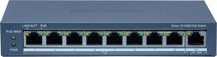 Switch 8 Porturi Poe Hikvision Ds-3e1309p-ei(b), Smart Managed, 8 × 10/100m Poe Ports,1 × Gigabit Rj45 Port, Poe Power Budget 110w, Maxim 30 — imaginea 3