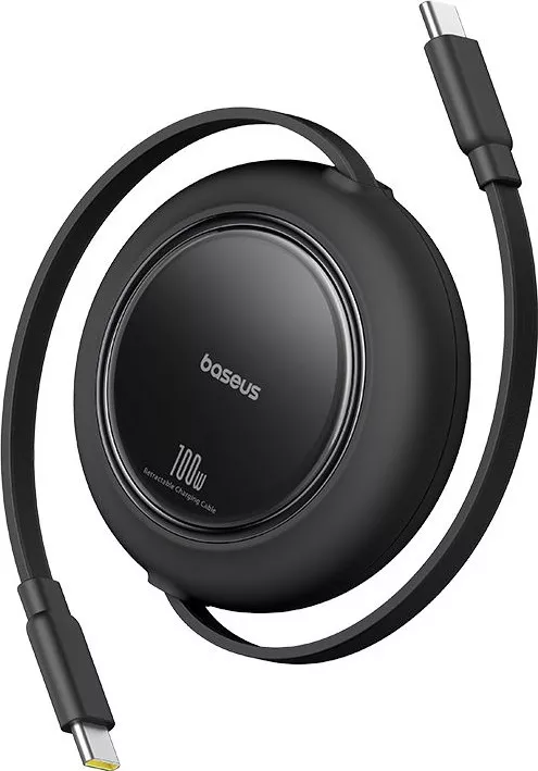 Cablu alimentare și date Baseus Free2Pull Mini, Fast Charging, retractabil, USB Type-C la USB Type-C 100W, 1.5m (Negru) — imaginea 3