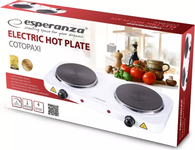Plita electrica Esperanza EKH010W COTOPAXI, 2000W, 2 zone, Alb — imaginea 5