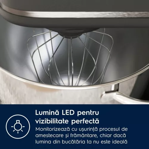 Robot de bucătărie Electrolux E6KM1-8BPT, 1200 W, corp full metal, 10 viteze + Pulse, 2 x bol inox (6 litri + 4 litri), lumina LED pentru bo — imaginea 4