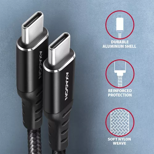 Cablu Axagon HQ USB -C / USB-C 3A 300cm negru — imaginea 4