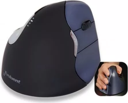 Mouse BakkerElkhuizen Evoluent VerticalMouse 4 BNEEVR4W/VM4RW, Optic, USB, Wireless, 2600 DPI, 7 Butoane, Negru/Violet — imaginea 4