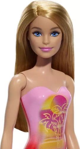 PAPUSA Barbie BLONDA CU COSTUM DE BAIE ROZ LA PISCINĂ — imaginea 4