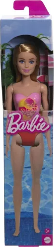 PAPUSA Barbie BLONDA CU COSTUM DE BAIE ROZ LA PISCINĂ — imaginea 3