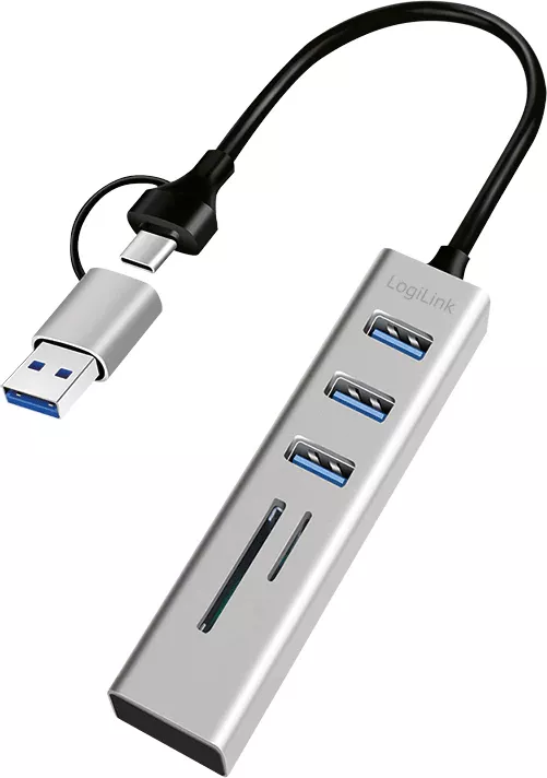 Hub extern LogiLink, USB 3.0 x 3, conectare USB-C 3.0, argintiu — imaginea 5