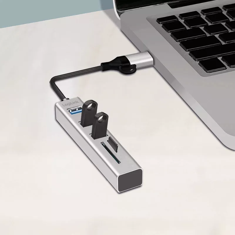 Hub extern LogiLink, USB 3.0 x 3, conectare USB-C 3.0, argintiu — imaginea 6