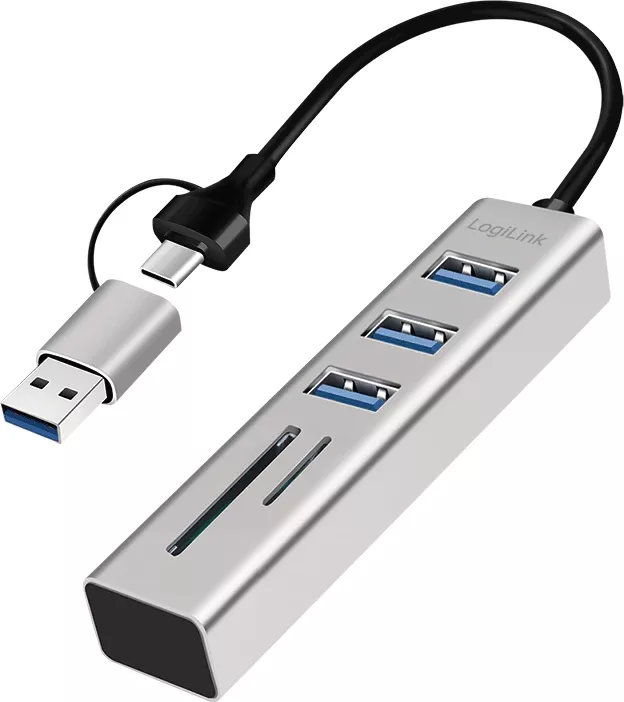 Hub extern LogiLink, USB 3.0 x 3, conectare USB-C 3.0, argintiu — imaginea 3