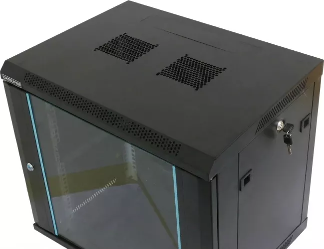 Rack 19'' 15U 600x450 Dateup RAL9004, de perete, ușă din sticlă, panouri detasabile și securizate, dezasamblat, capacitate 70kg — imaginea 6