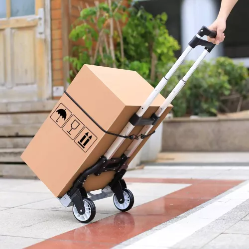 Carut Pliabil de Transport cu Maner Reglabil si Roti Duble