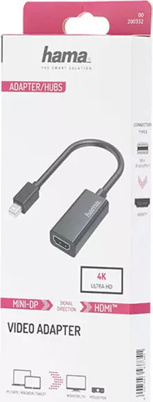 Adaptor Mini DisplayPort - HDMI Hama 200332, UHD 4K, negru — imaginea 4