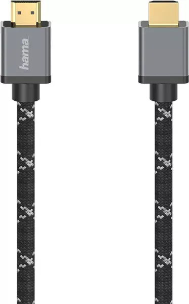 Cablu HDMI Hama 205239, 2m, 8K HDR, placat aur, negru-gri — imaginea 4