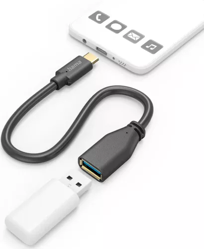 Cablu adaptor OTG USB C - USB A Hama 201605, negru — imaginea 4