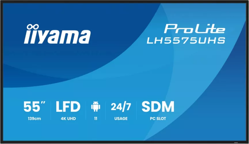 Iiyama 54.6" IPS, UHD 3840x2160, HDMI, DisplayPort, Boxe, negru