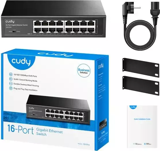 Switch Cudy GS1016, 16 porturi, 10/100/1000, Auto-MDI/MDIX pentru 19"rack — imaginea 4