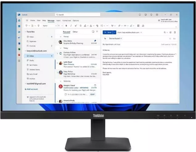 Lenovo 23.8" 100Hz IPS ThinkVision S24-4e, Full HD, negru - imagine 1
