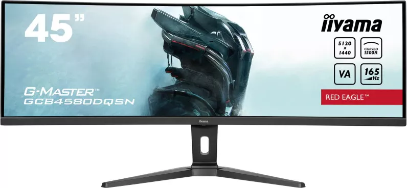 LED VA iiyama curbat G-Master GCB4580DQSN-B1 44.5" Dual QHD, 165Hz, HDMI, Display Port, HUB USB 3x3.2, USB-C DOCK, RJ45, KVM Switch, RED EAGLE ™, HAS (130mm), Vesa, Negru - imagine 1