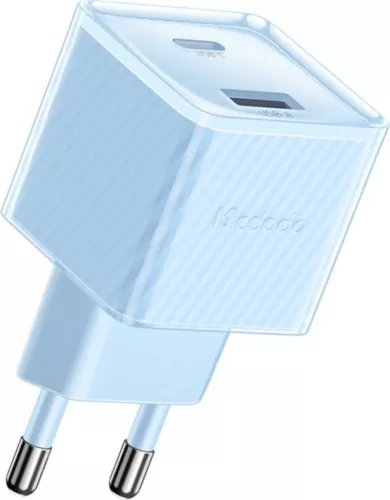 Incarcator Rețea Mcdodo Dichromatic Dual Port Type-C și USB-A Fast Charging PD 33W Albastru — imaginea 3