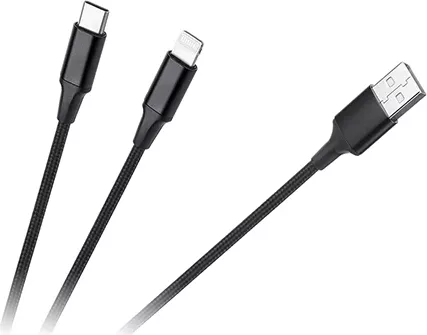 Cablu Cabletech KPO3944 USB A - USB C/LIGHTNING 1 m Negru — imaginea 3