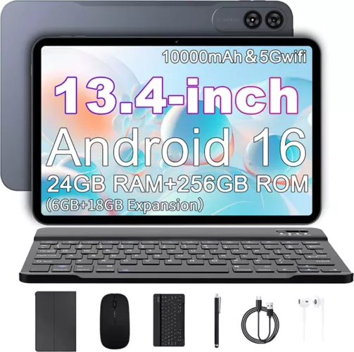 Tableta 2-in-1 de 13.4 inch Android 16 24GB RAM 6GB+18GB Extins +